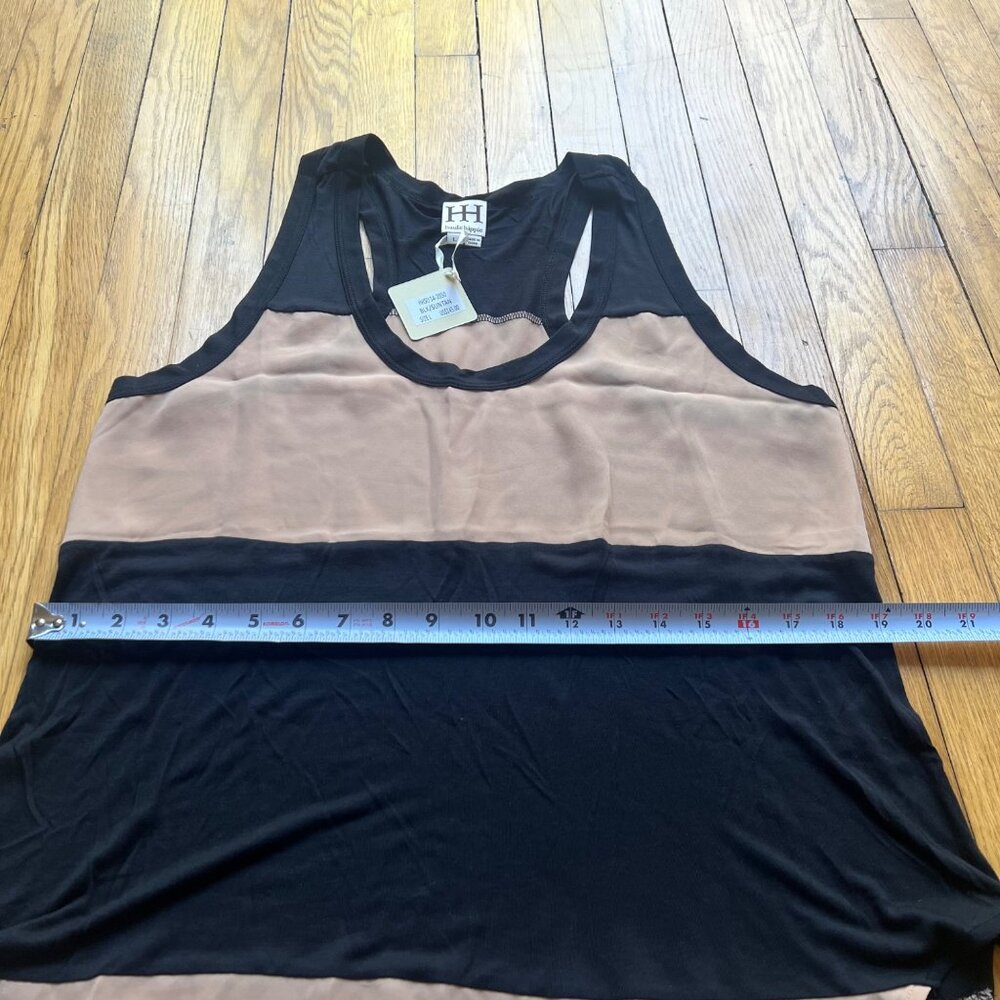 Haute Hippie size L NEW Beige Black Colorblock Scoop Neck Sleeveless Tank Top - Picture 9 of 12